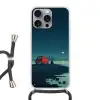 Auto - Volle maan - Uitkijkend over water Hoesje iPhone 16 Pro Max met koord klein -3d