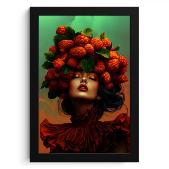 Vrouw - Frambozen - Bladeren KitchenYeah - Keuken - Fotolijst klein -3d