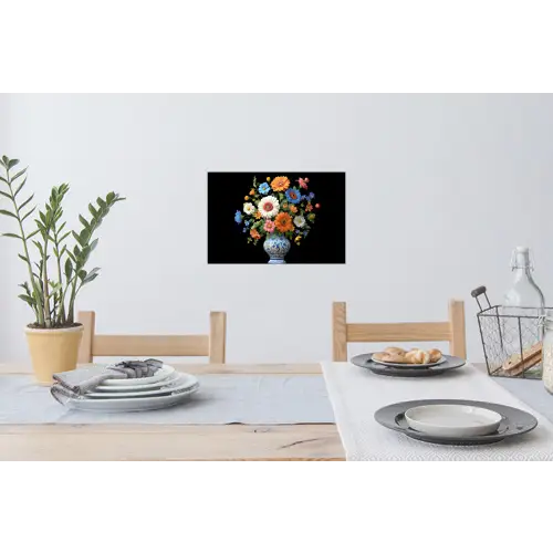 Vaas - Boeket - Bloemen - Kleur Muursticker klein -eettafel