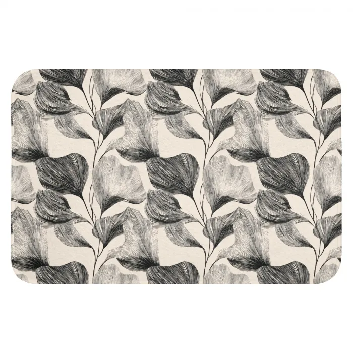 Botanisch - Bladeren - Zwart WCmat klein 1009 -3d