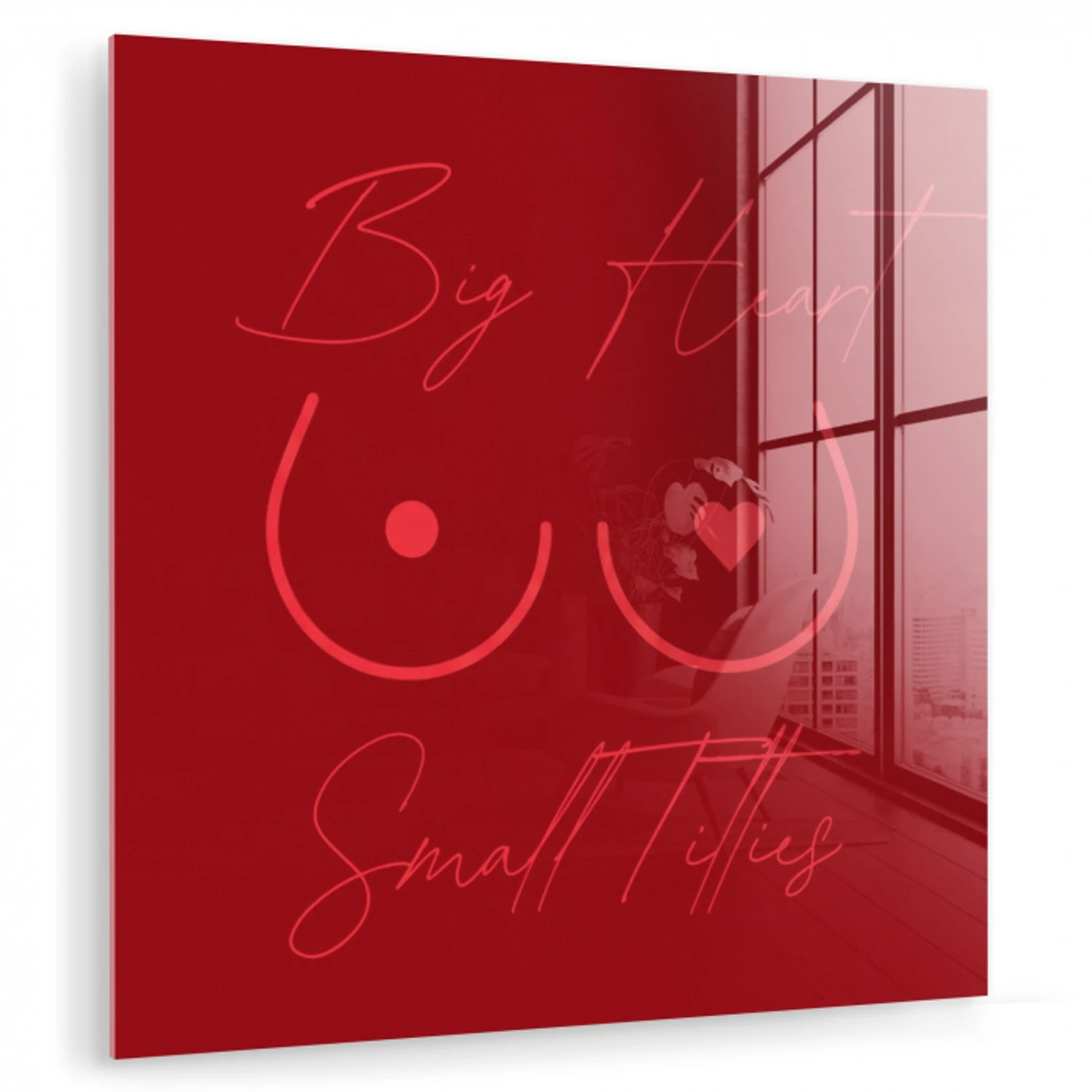 big heart small titties - Hart - Rood plexiglas 5mm klein -zzzproduct_nieuw