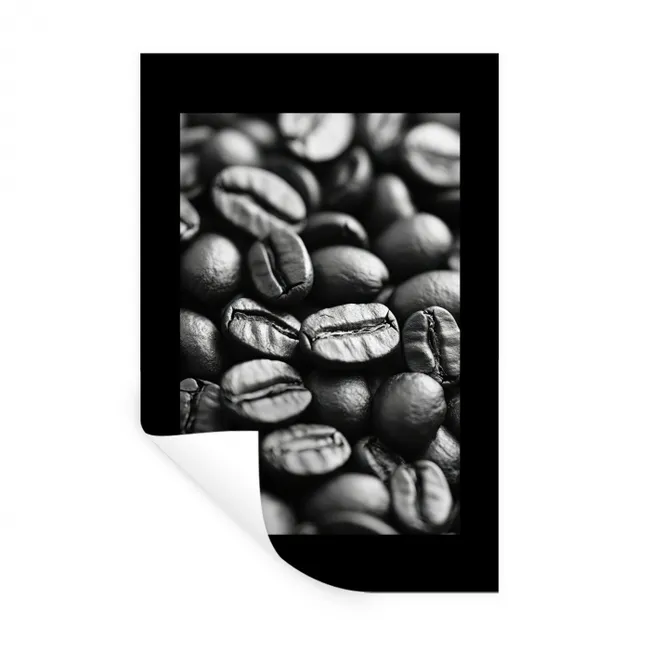 Koffiebonen - Zwart - Vintage Muursticker klein -3d