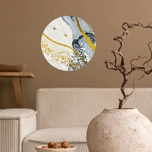 Abstract - Goud - Natuur - Kunst Wandcirkel behangsticker klein -sfeer1