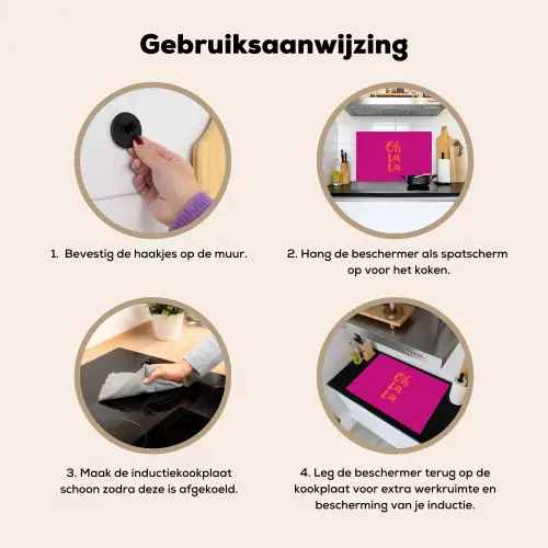 Oh la la - Roze - Oranje - Minimalistisch Inductie beschemer met haakjes klein -ky-gebruik-nl
