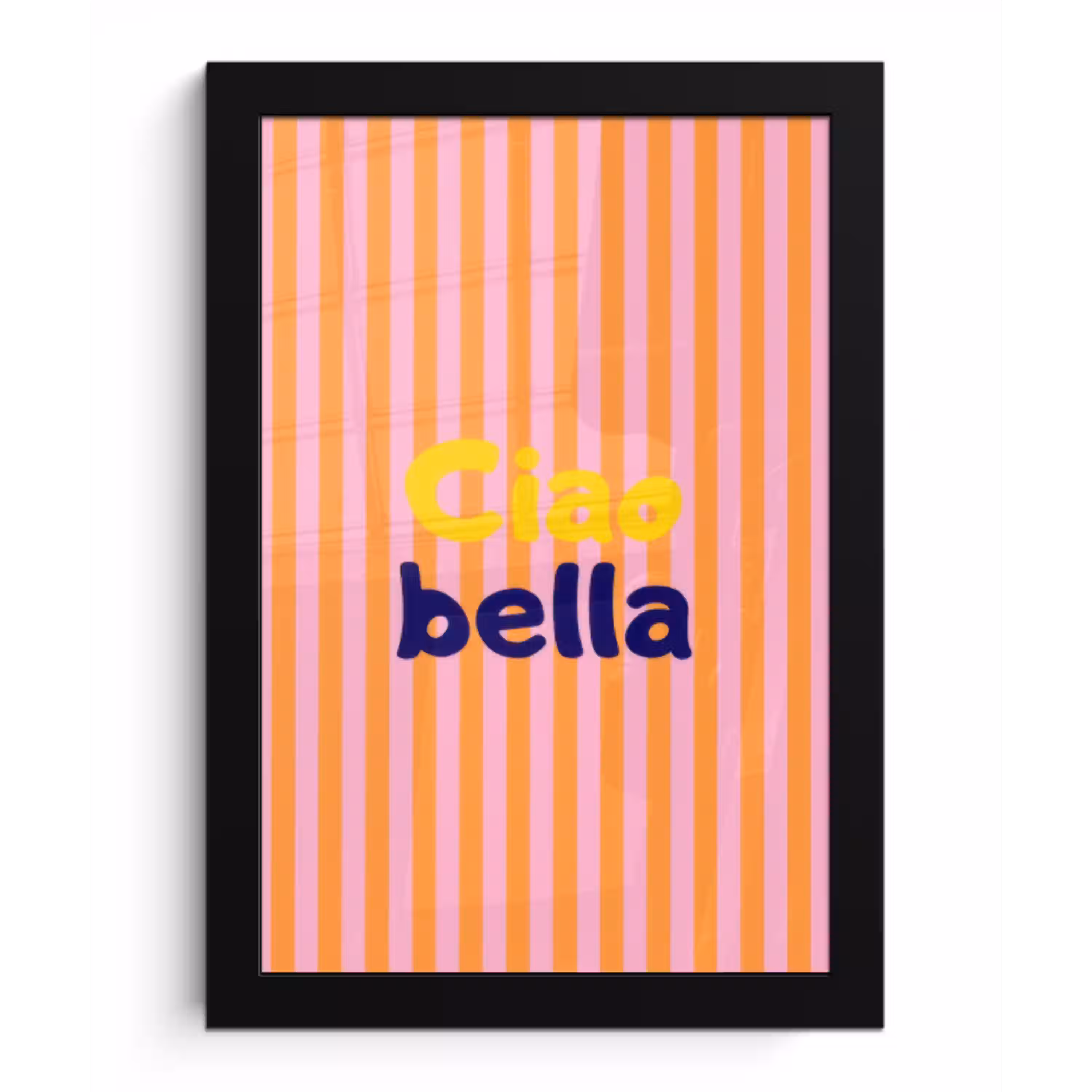 Verticaal - Strepen - Oranje - Ciao bella fotolijst zwart zonder passe partout klein -3d