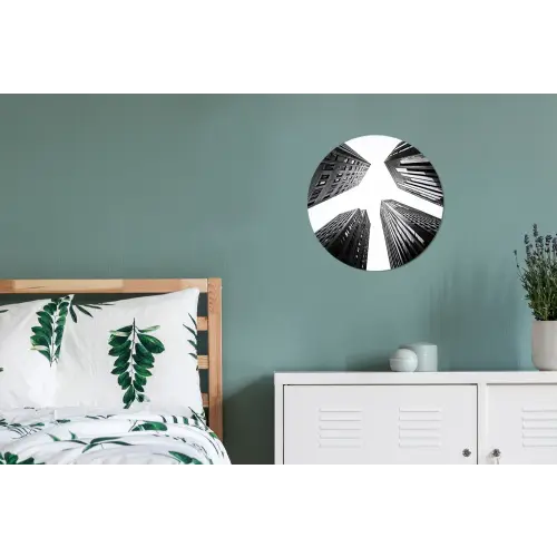 Gebouwen - Lucht - Zwart Wandcirkel aluminium klein -slaapkamer