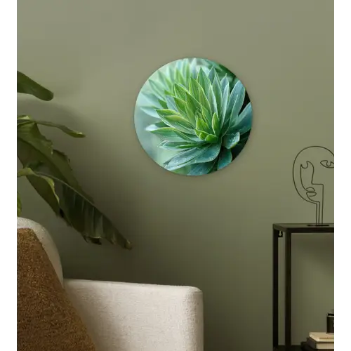 Blad - Plant - Groen - Textuur Wandcirkel kunststof plaat 5mm dik klein -sfeer3