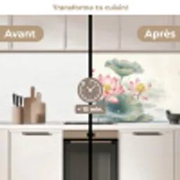 Aquarel - Lotusbloemen - Kleurrijk keuken achterwand 2 middel -voor-na2_FR