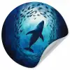 Walvis - Vissen - Donkerblauw Wandcirkel behangsticker klein -3d