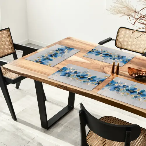 Bloemen - Blauw - Abstract Placemat vinyl groot -zzsfeer4_Kitchenyeah-website
