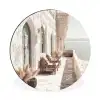 Terras - Stoelen - Strand - Beige Wandcirkel aluminium klein -3d