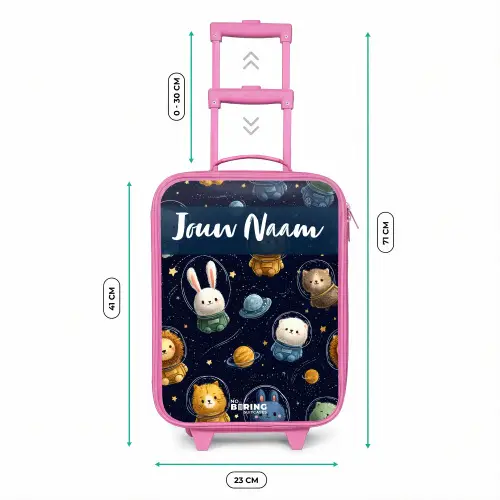 Dieren - Astronaut - Planeten - Sterren Kinderkoffer - Roze klein -productfoto_formaten