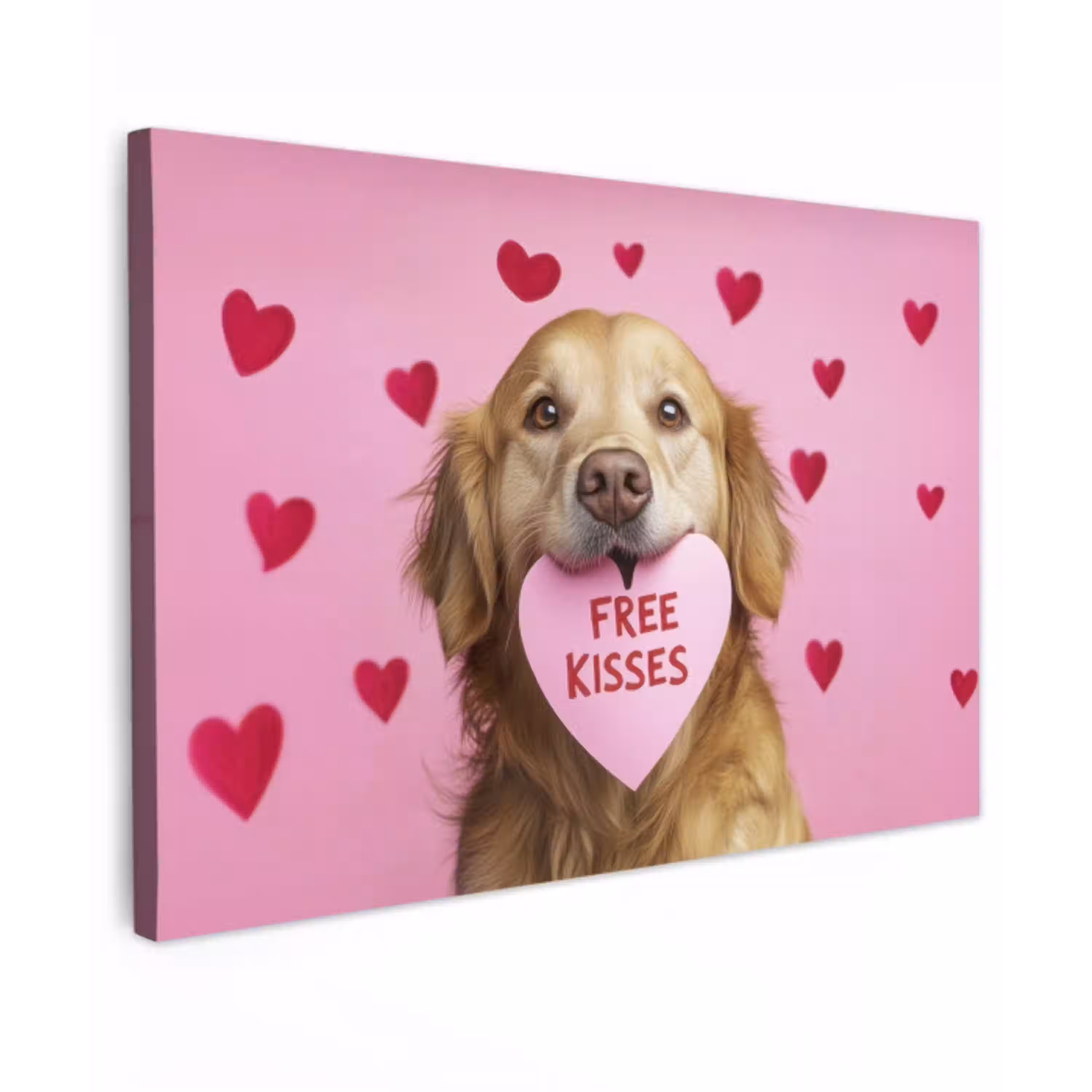 Hond - Kiss- Valentijn - Hartjes canvas 2cm klein -z3d