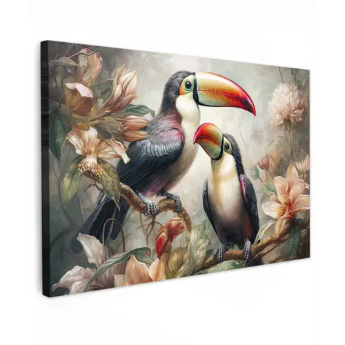 Toekan - Vogels - Bloemen - Jungle canvas 2cm klein -z3d