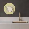 Illustratie - Bord - Bestek - Beige KitchenYeah - Keuken - Wandcirkel Forex klein -sfeer1