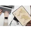 Wereldkaart - Realistisch - Beige laptophoes neopreen klein -bureau