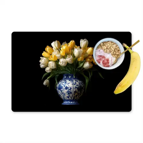 Geel - Tulpen - Vaas - Bloemen Placemat vinyl groot -zzzproduct_Kitchenyeah-website
