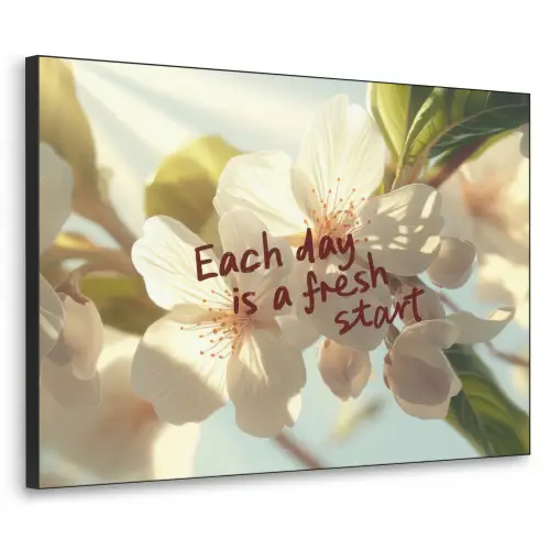 Bloesems - Zonlicht - Quote - Wit Textielframe zwart klein -3d