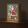 Kerstman - Glas - Kleurrijk Light Box met kabel (Tafellamp) klein -z3d_website