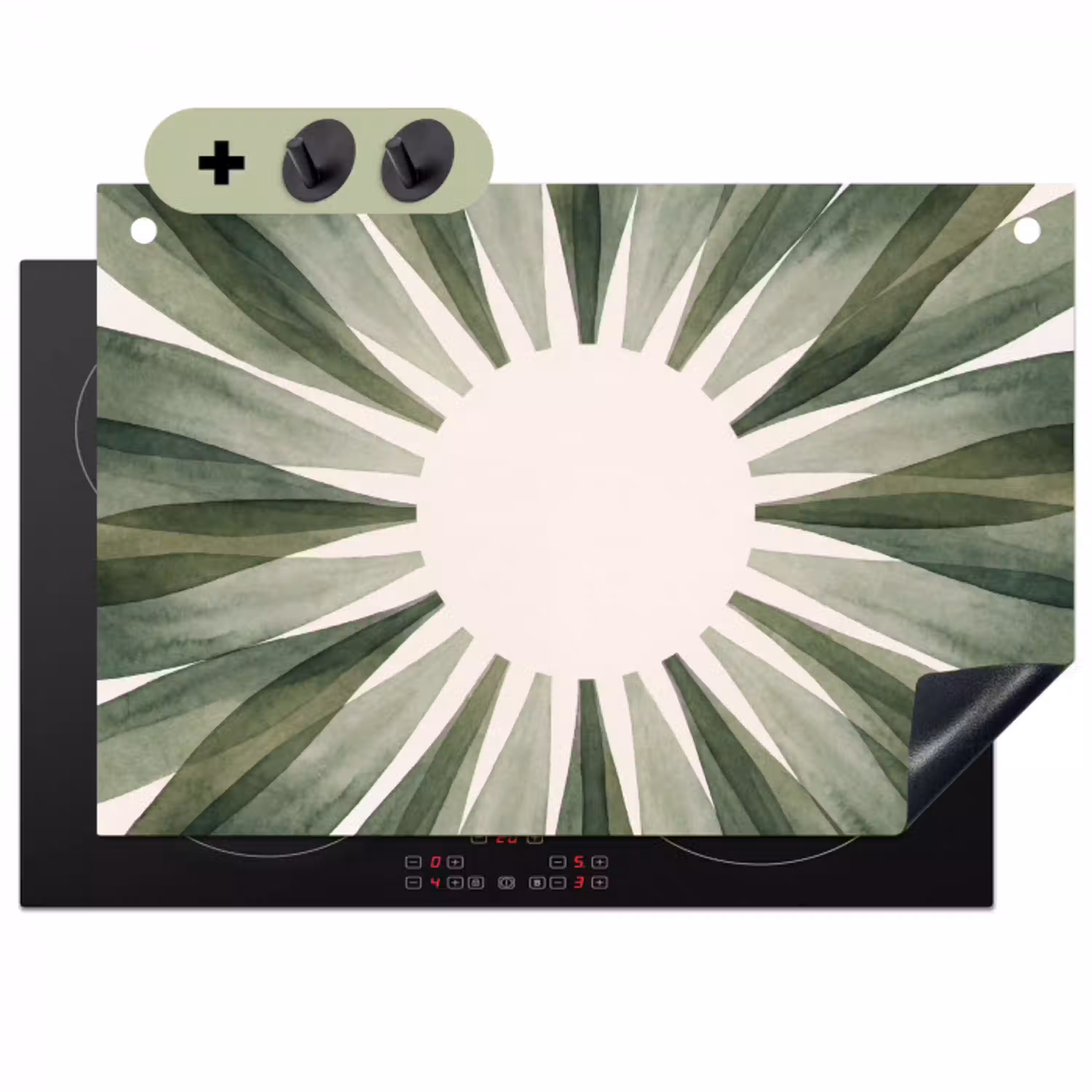 Planten - Abstract - Waterverf - Groen - Natuur Inductie beschemer met haakjes klein -3d