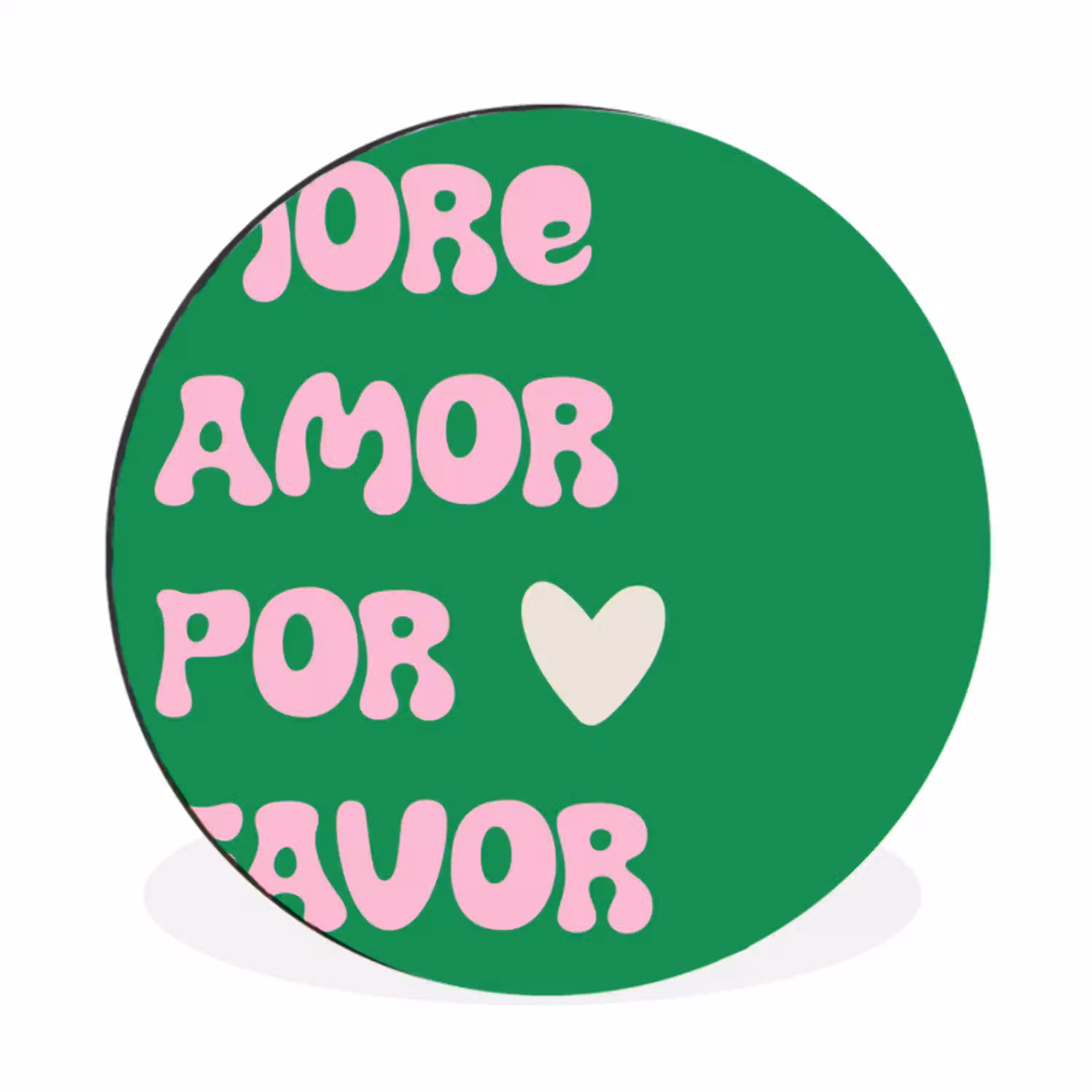 Amor - Valentijn - Groen - Tekst Wandcirkel aluminium klein -3d