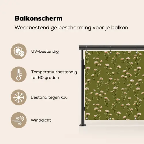 Landelijk - Bloemen -  Groen Balkonbeschermer Duitsland klein 596 -specs_NL