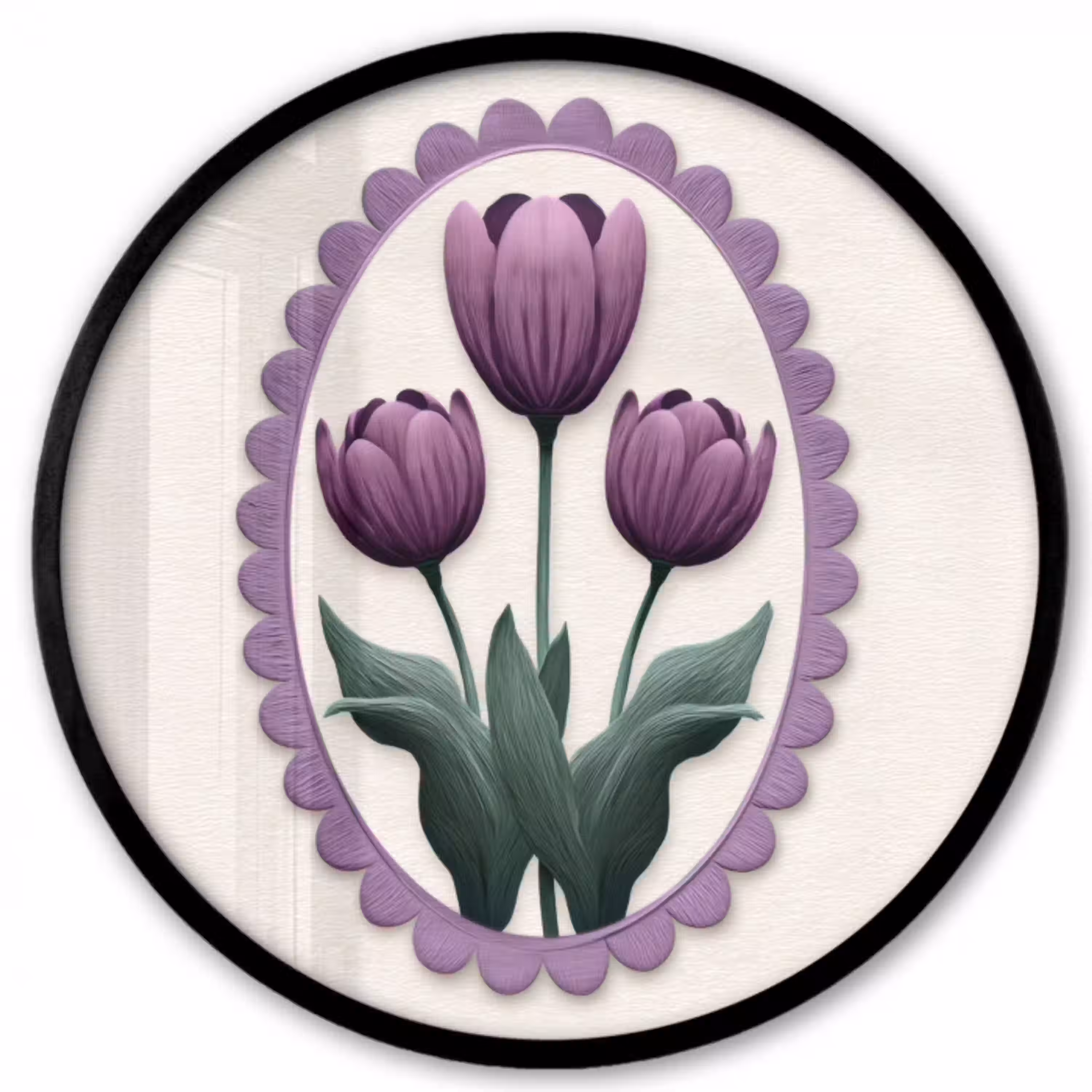 Tulpen - Paars - Lijst - Bladeren Fotolijst rond zonder passe partout klein -3d