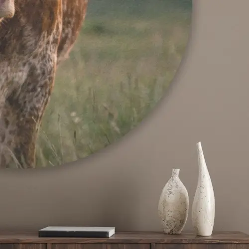 Longhorn - Landschap - Zonsondergang Akoestische PET Vilt - Rond klein -sfeer5_closeup