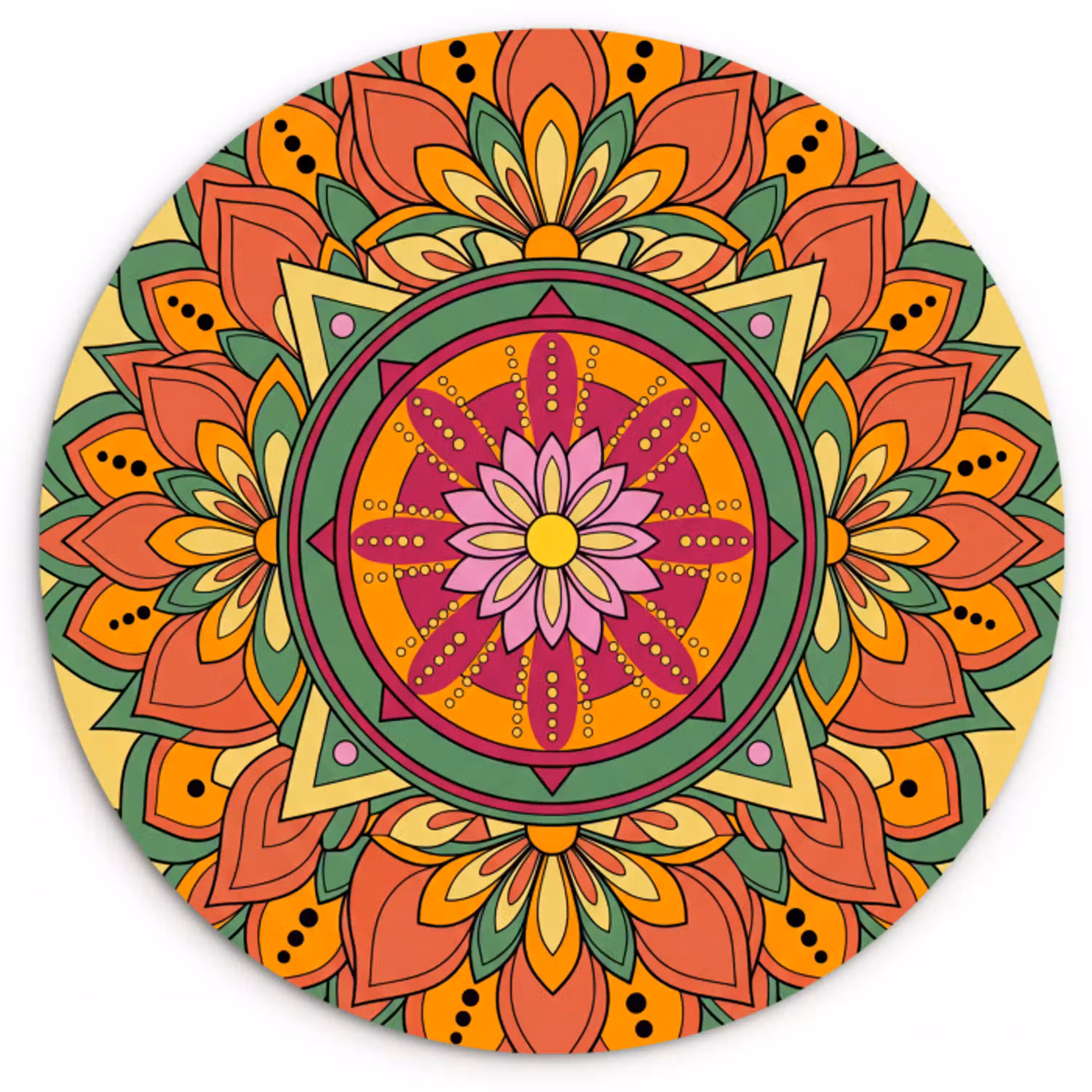 Mandala - Bloemen - Abstract - Kleurrijk Wandcirkel kunststof plaat 5mm dik klein -3d