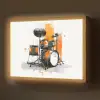 Drumstel - Oranje - Zwart - Aquarelverf Light Box met batterij (Wandlamp) middel -z3d_website