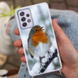 Roodborstje - Tak - Sneeuw - Winter - Levendig Hoesje Samsung Galaxy A52 5G met koord klein -sfeer3
