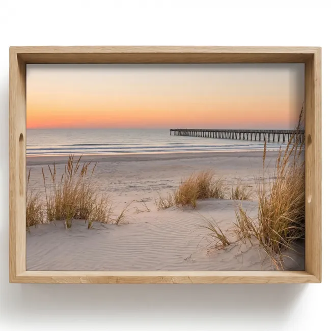 Dienblad - Pier - Zonsondergang - Strand
