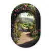 Doorkijk - Landschap - Bloemen - Rozenboog - Natuur Wandcirkel Ovaal Glas middel -3d