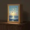 Meeuwen - Zee - Wolken -Blauw Light Box met kabel (Tafellamp) klein -z3d_website
