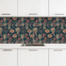 Botanisch - Patroon - Blauw keuken achterwand 2 middel 871 -3d