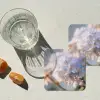 Bloemen - Lichtblauw - Wazig - Trosje onderzetter kurk middel -sfeer4