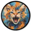Kat - Kleurrijk - Oranje - Blauw Fotolijst rond zonder passe partout klein -3d