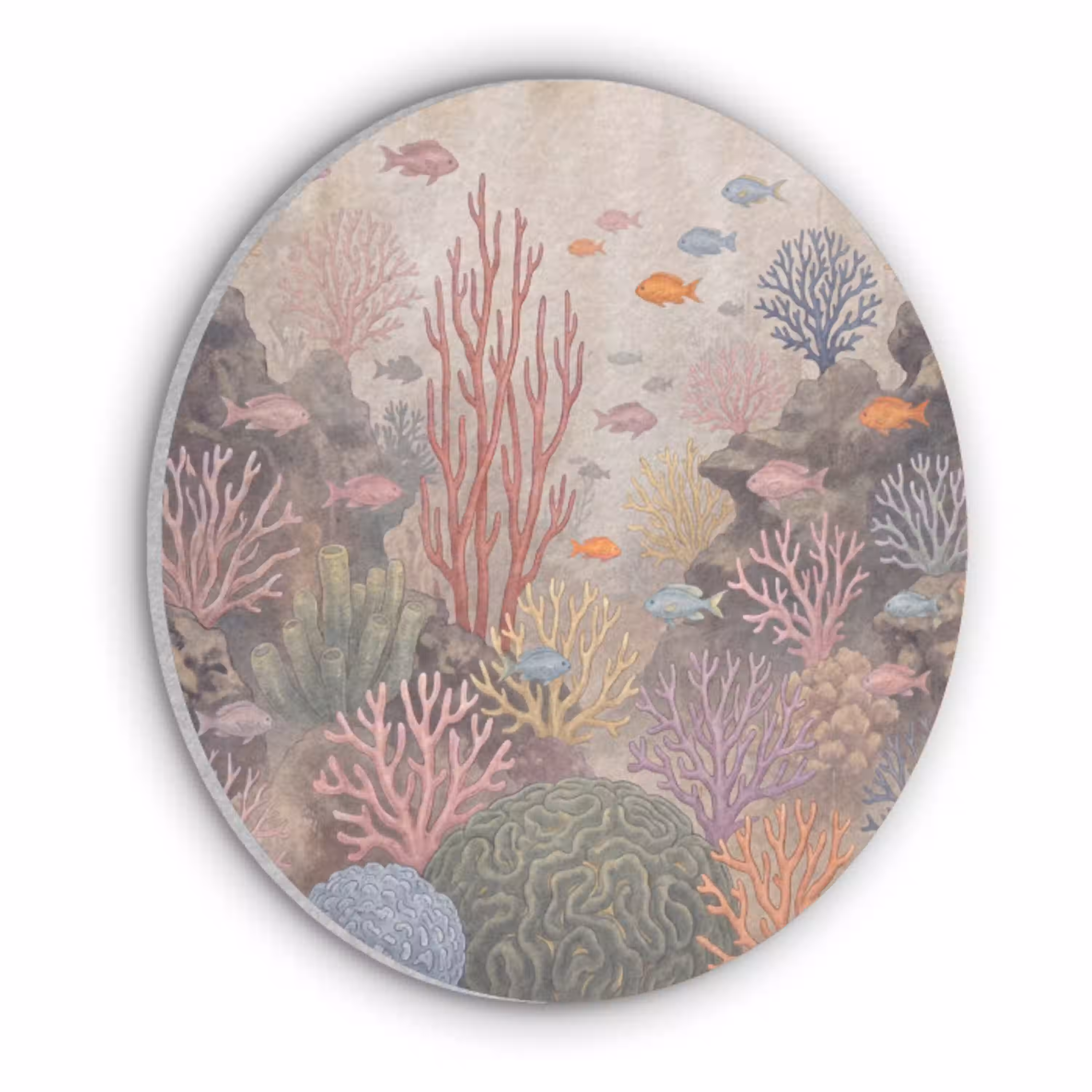 Vis - Koraalrif - Onderwaterwereld - Illustratie Akoestische PET Vilt - Rond klein -3d