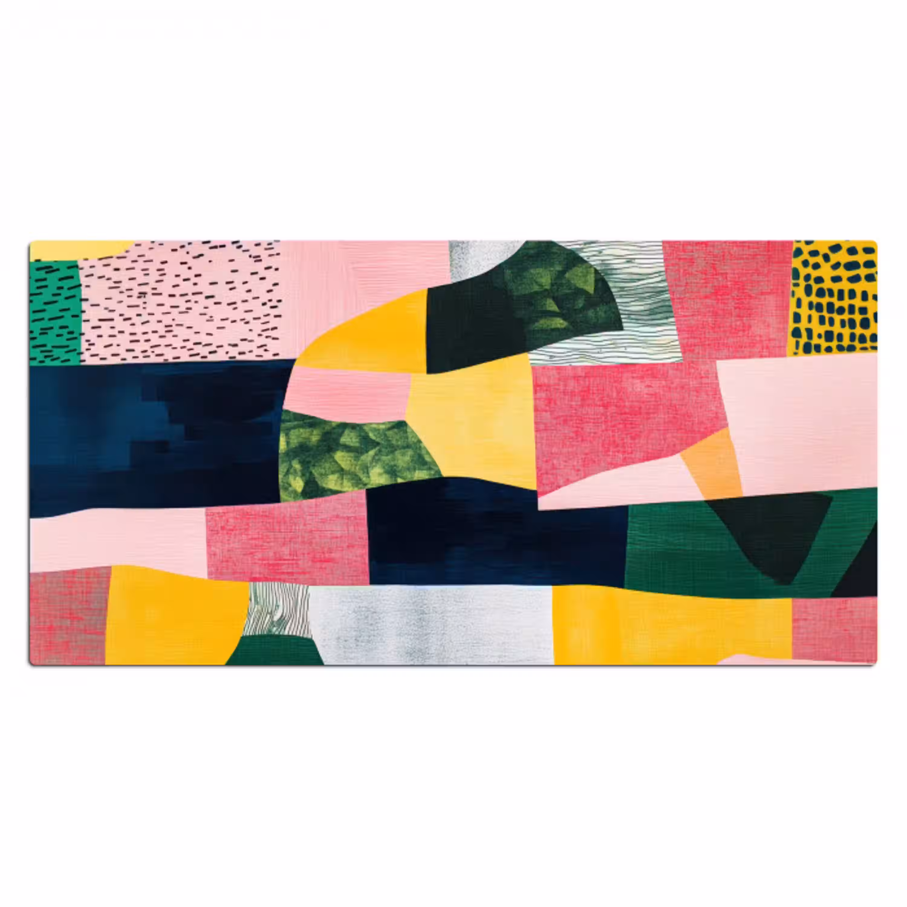 Abstract - Roze - Lappen - Vormen - Geel Muismat XXL klein -3d_leeg