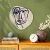 Minimalistisch - Lijnillustratie - Beige - Donkerblauw Wandcirkel Organisch Forex 3mm klein -sfeer2
