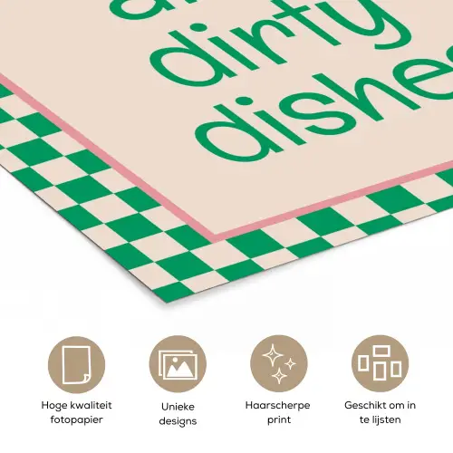 Quote - Groen - Geblokt - Keuken poster papier klein -closeup_NL