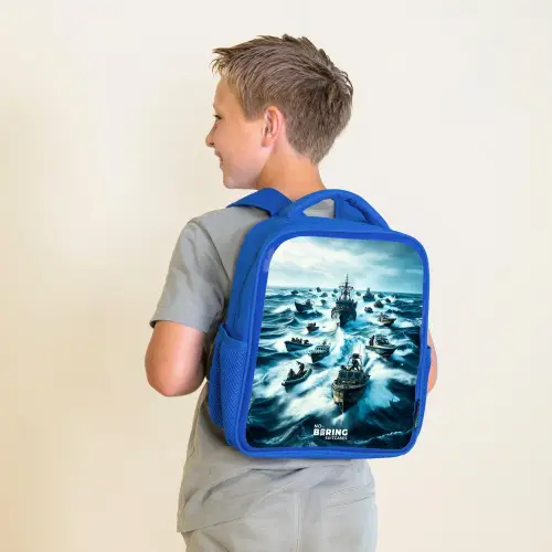 Schepen in de zee Kinderrugzak - Blauw middel -sfeer2