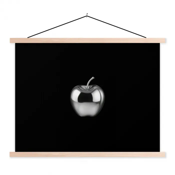 Appel - Metallic - Symmetrisch textielposter latten blank klein -3d