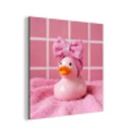 Badeend -Strik - Roze aluminium wit klein -3d