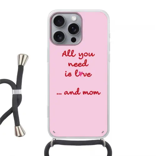 Moeder - Love - Tekst - Rood Hoesje iPhone 16 Pro Max met koord klein -3d