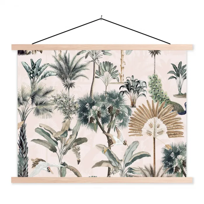 Bladeren - Monstera - Jungle - Tropical textielposter latten blank klein -3d