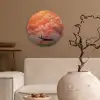 Zee - Boot - Wolken - Oranje Wandcirkel kunststof plaat 5mm dik klein -sfeer1