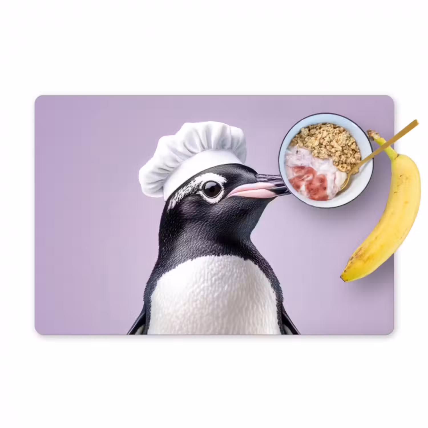 Tischset - 6 Stück - Pinguin - Kochmütze - Lieb - Lila