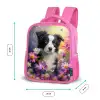 Hond - Bloemen - Natuur - Puppy - Bordercollie Kinderrugzak - Roze middel -productfoto_formaten