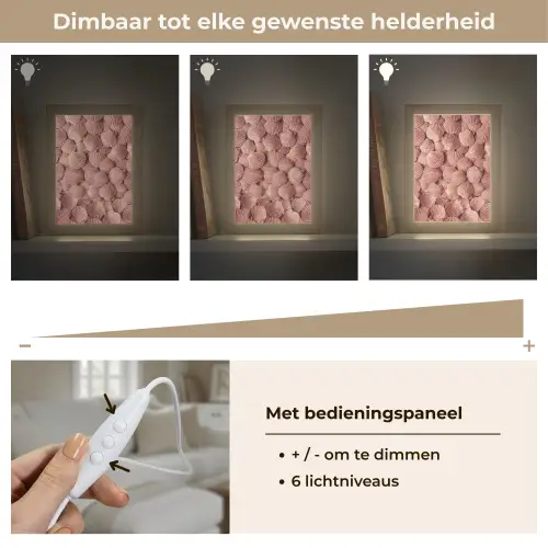Schelpen - Patroon - Roze Light Box met kabel (Tafellamp) klein -USP_dimbaarNL